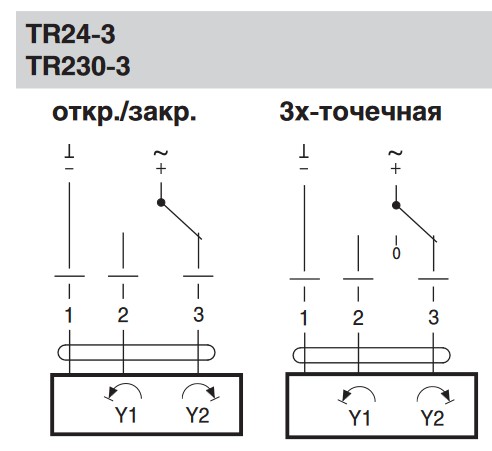 Схема электрического подключения Belimo TR230-3